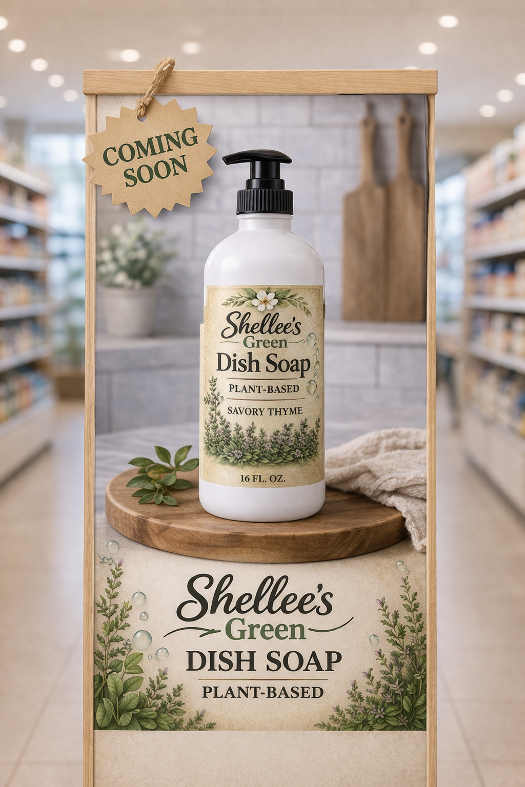 store panel of dish soap coming soon,