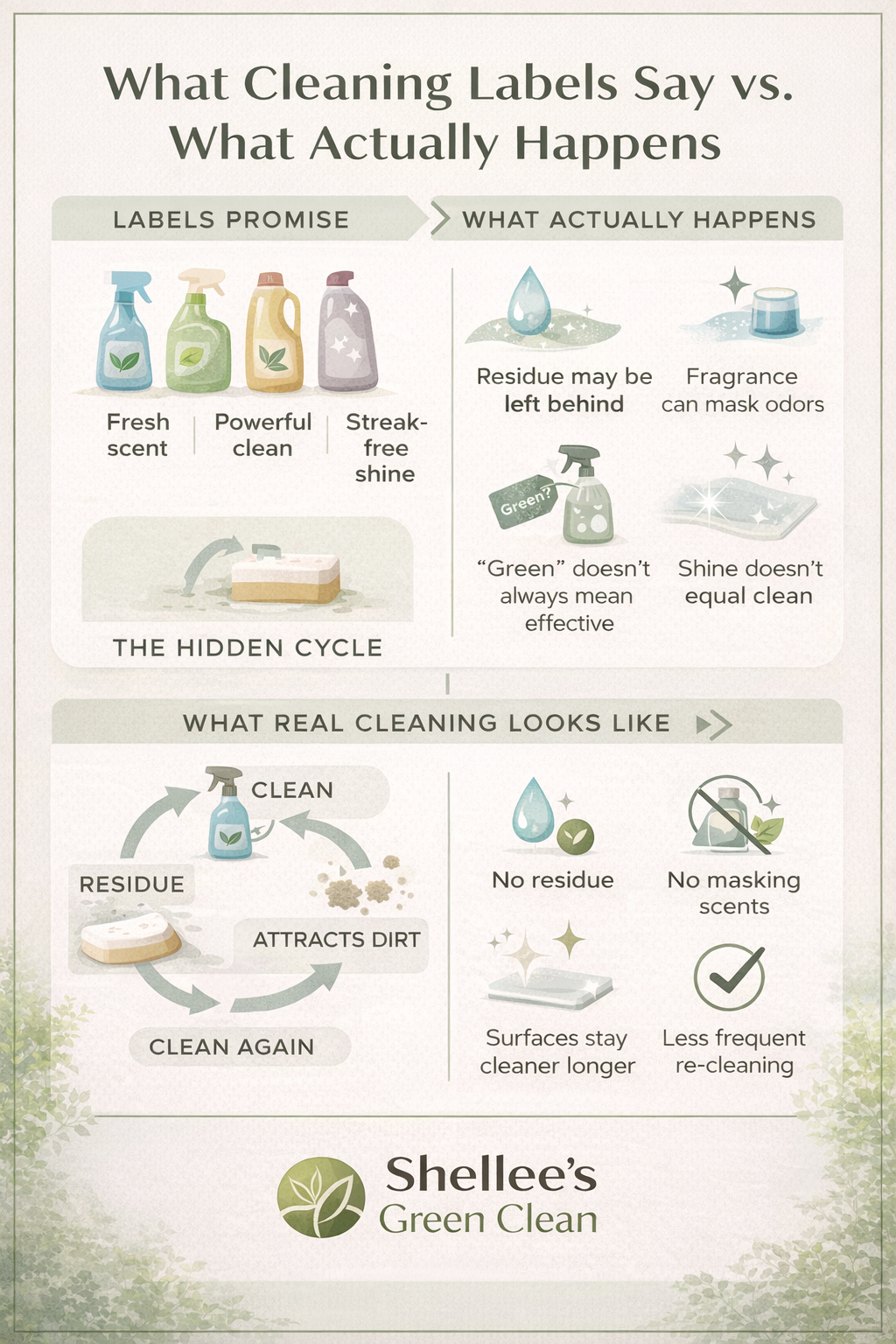 info-graph of cleaning labels vs real results.