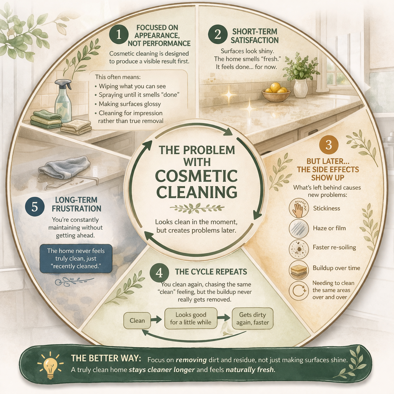 infograph about the problem with cosmetic cleaning