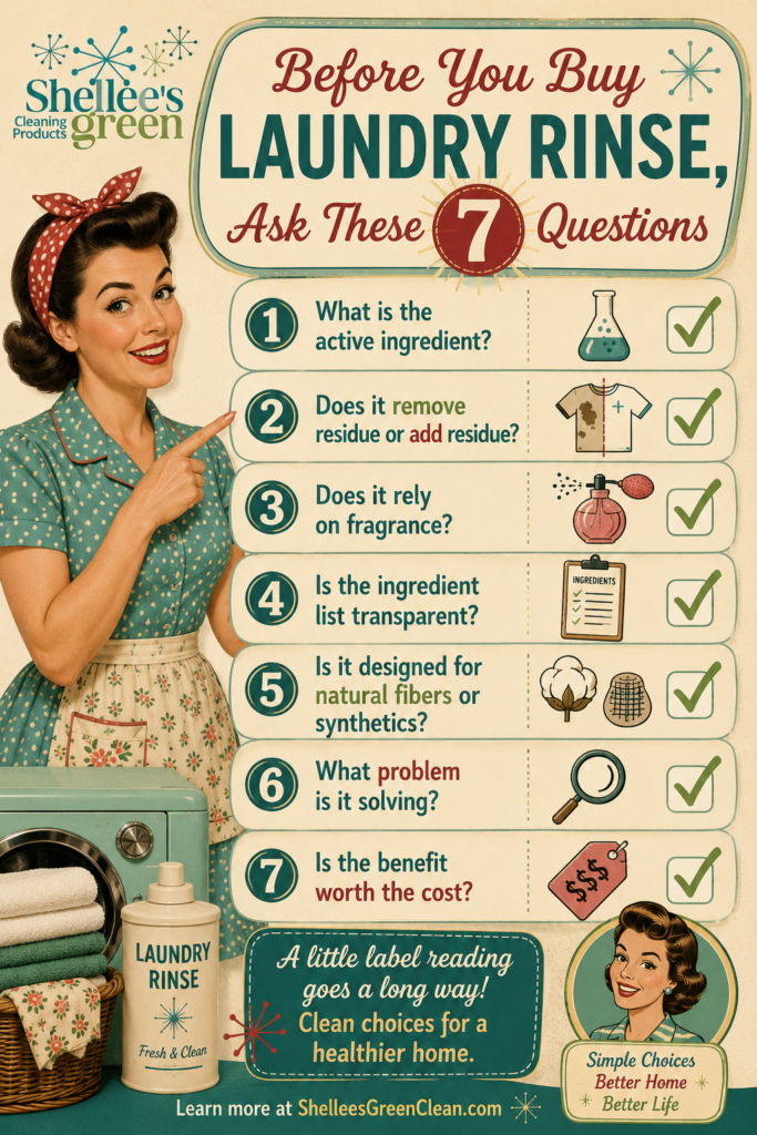 image showing the 7 questions you should ask before buying laundry rinse. 