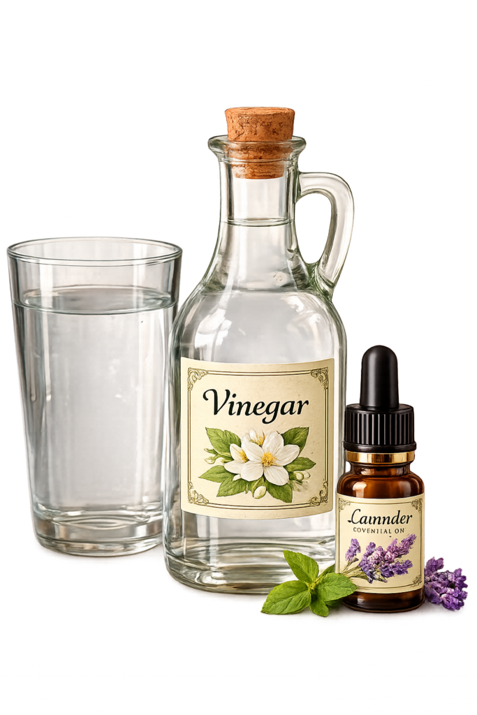 water, vinegar, and essential oils is the best fabric softener
