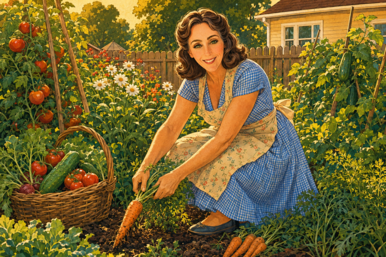 cartoon Michele in Garden