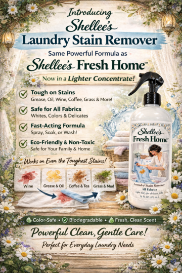 Shellee's Fresh Home Laundry stain remover store panel.